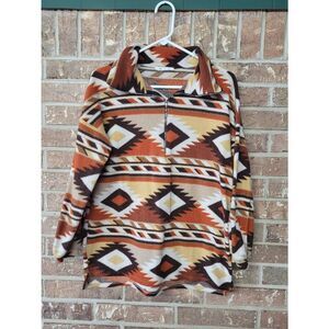 Lovely J Wetsern Aztec Quarter Zip Fleece Pullover, Women's Large